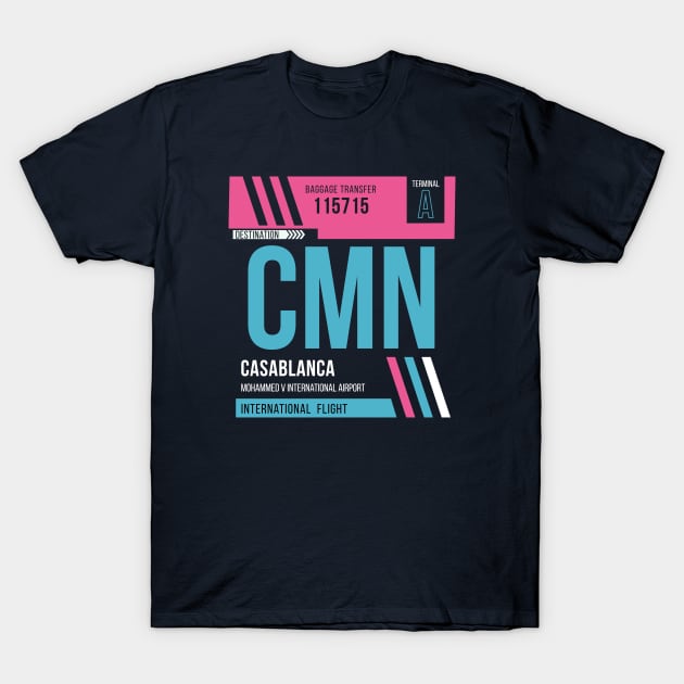 Casablanca (CMN) Airport Code Baggage Tag T-Shirt by SLAG_Creative